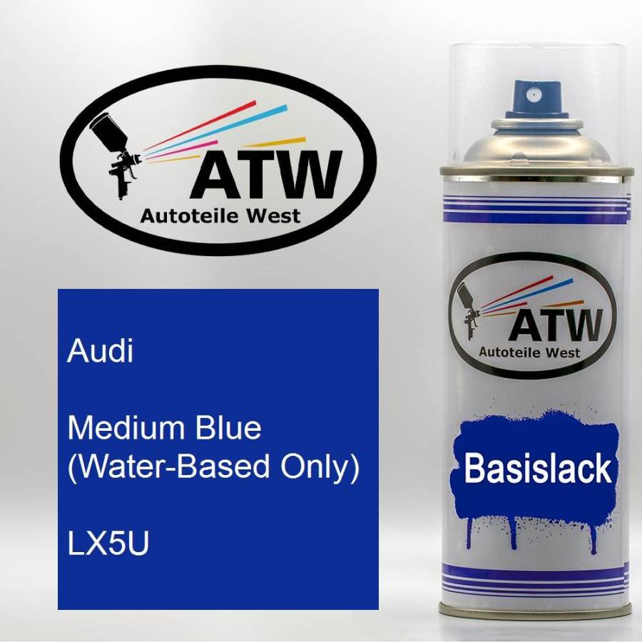 Audi, Medium Blue (Water-Based Only), LX5U: 400ml Sprühdose, von ATW Autoteile West.